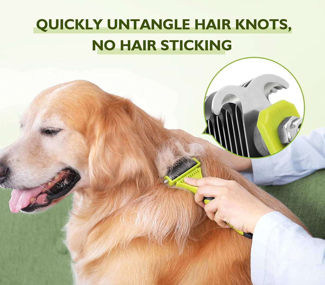 Pecute Double-Sided Undercoat Rake for Dogs & Cats with Thick Double