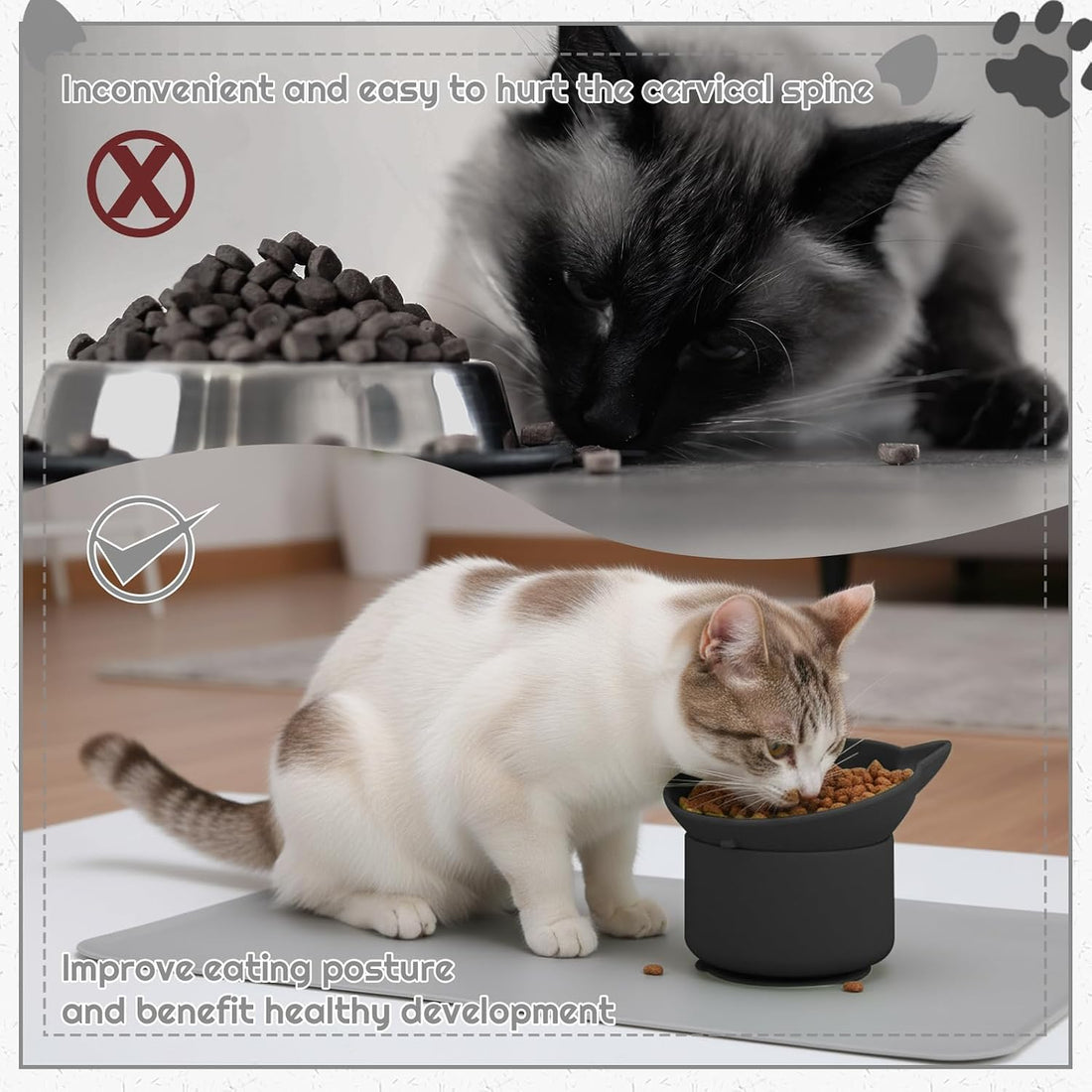 2 Pack Elevated Slow Feeder Cat Bowls Anti Vomit Tilted Raised Cat
