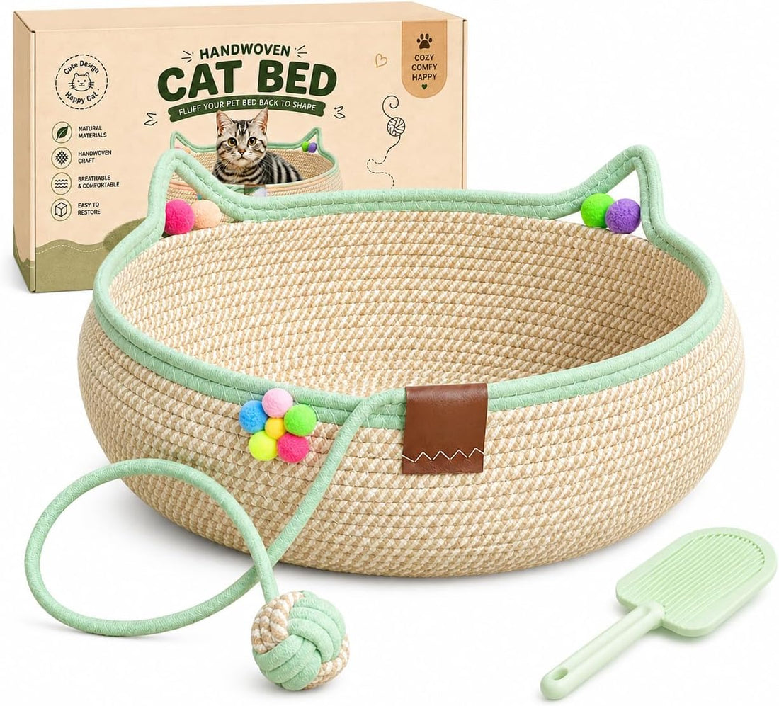 Stimuli Handwoven Cat Basket Bed, Instinct Boho Cat Scratcher Bed