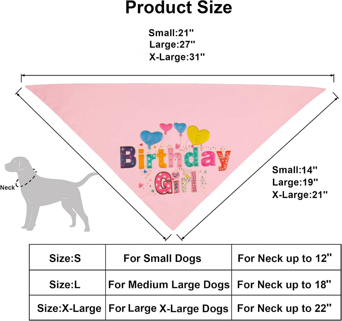 ADOGGYGO Dog Birthday Hat Bandana Girl - Puppy Birthday Party Supplies