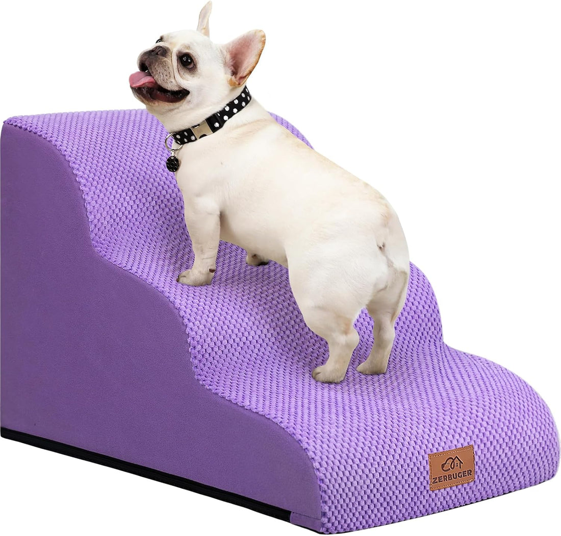 Zerbuger Dog Ramp and Stairs for Bed, Coffee 3 Steps 16" H