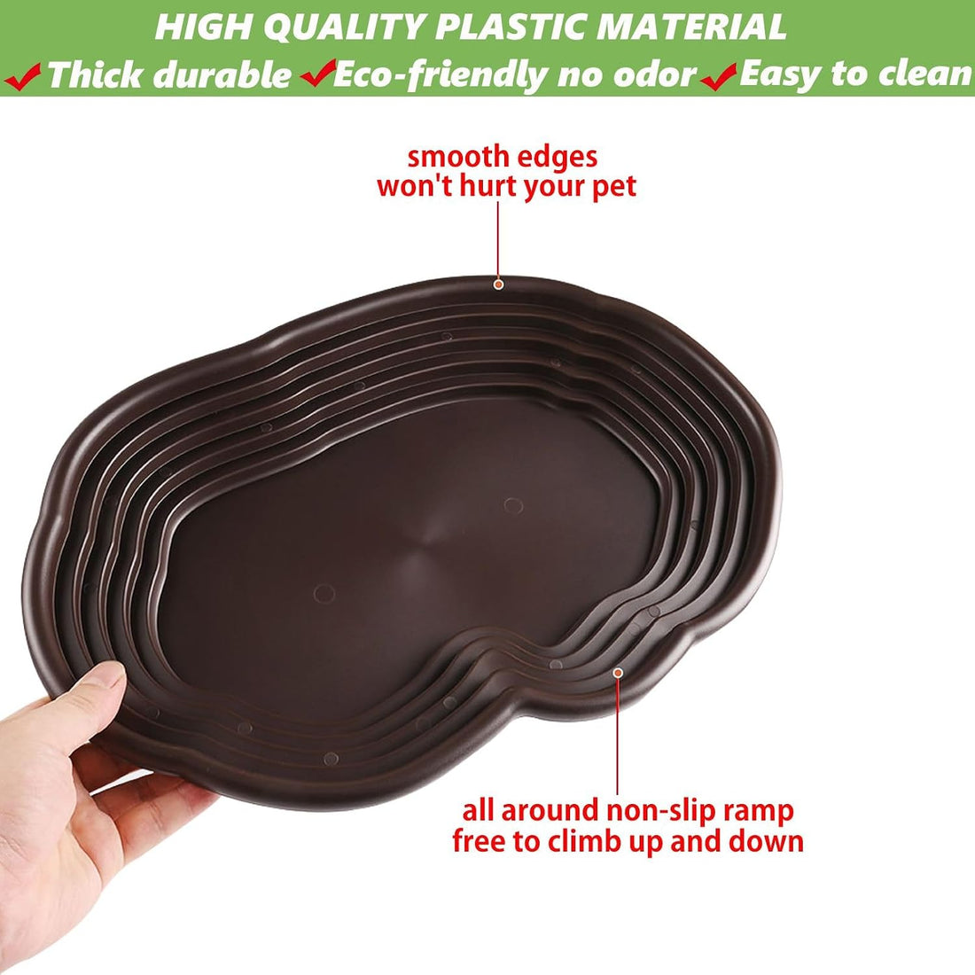 3PCS Tortoise Water Bowl with Ramp Leaf Tortoise Water Food Dish