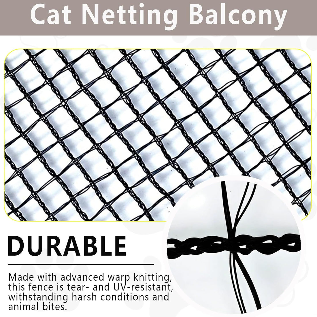 POYEE 10x26ft Cat Netting Balcony, Safety Net for Pets