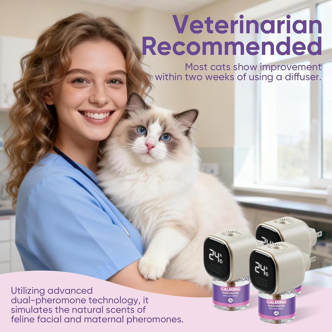 Cat Calming Diffuser Kit with Timer And Memory Adjustable 4/8/12/24H