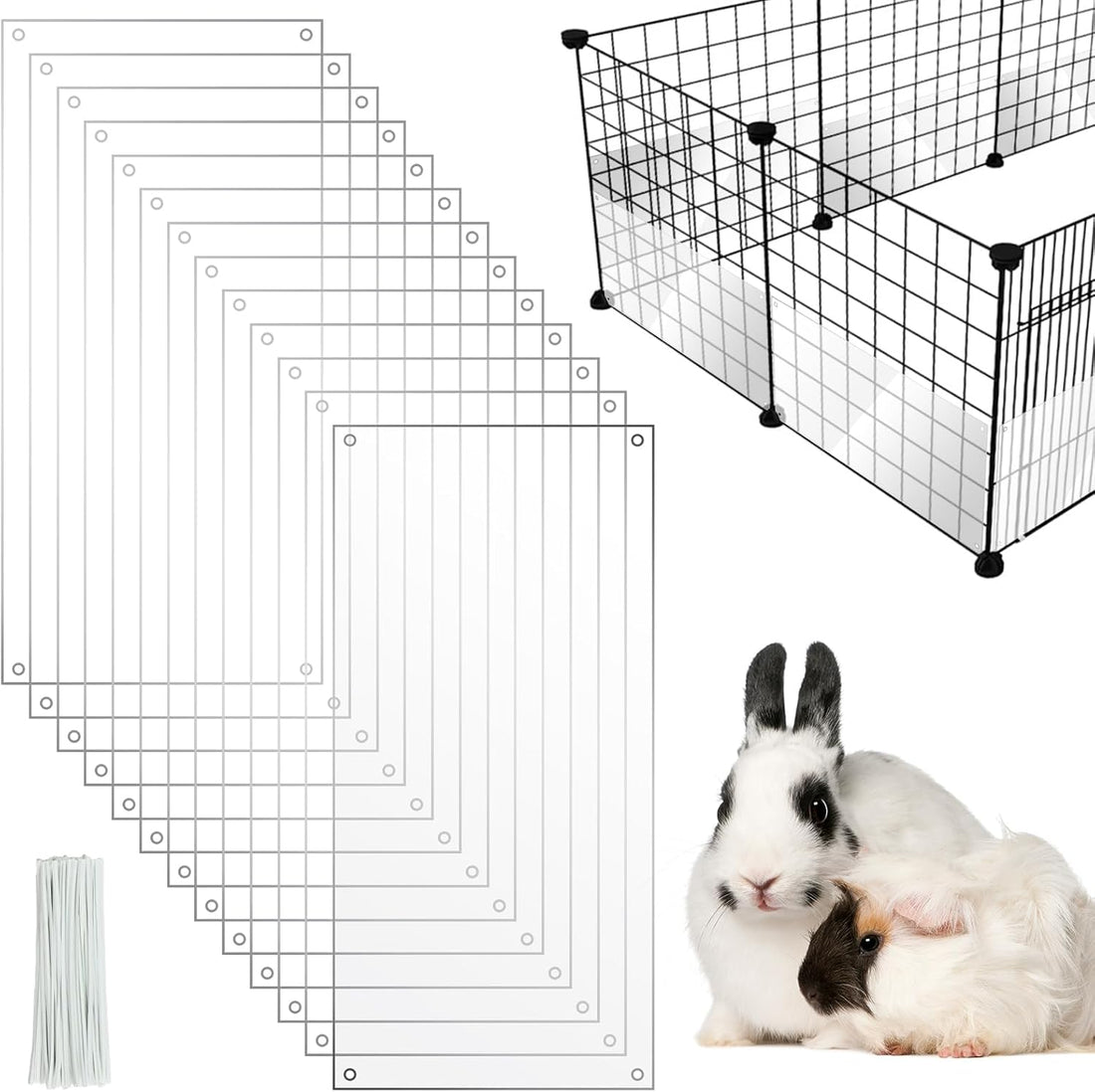 PETKNOWS 12 Pack 11.8 x 7.9 inch Clear Cage Edge Liner Protection