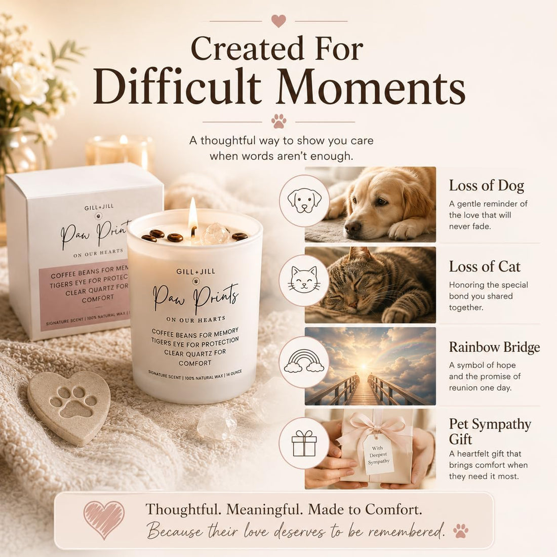 Premium Paw Prints Pet Memorial Candle – Paraffin-Free Soy Wax