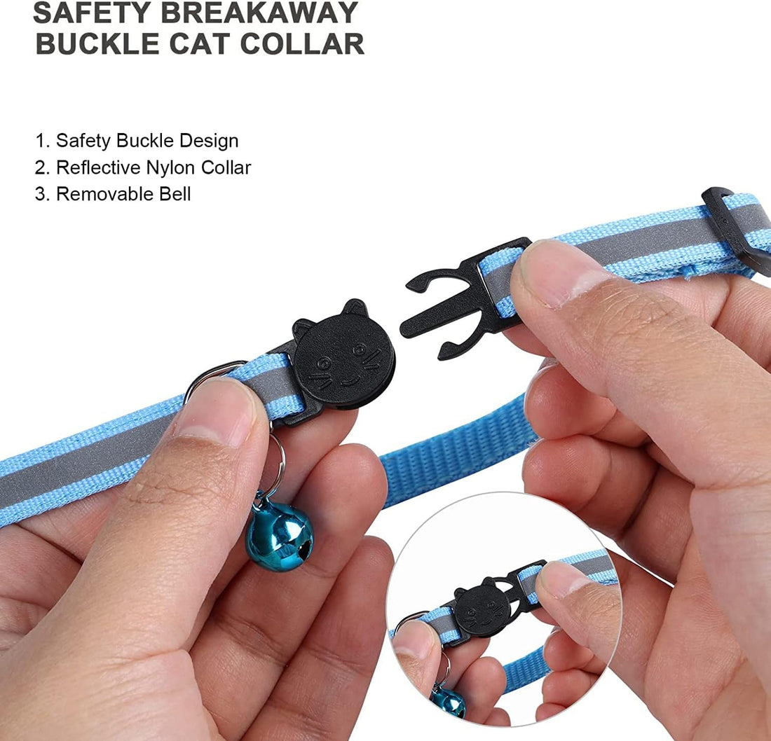 Flymind 18Pcs Reflective Cat ID Collars with Bell Adjustable 19-32cm