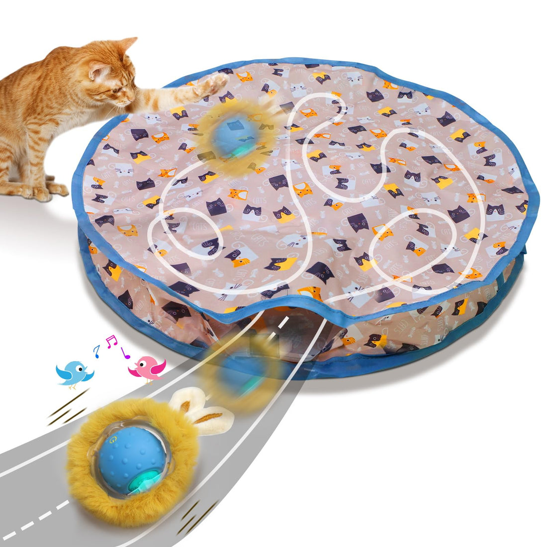 Giociv Interactive Cat Toys Ball Fast Rolling in Pouch