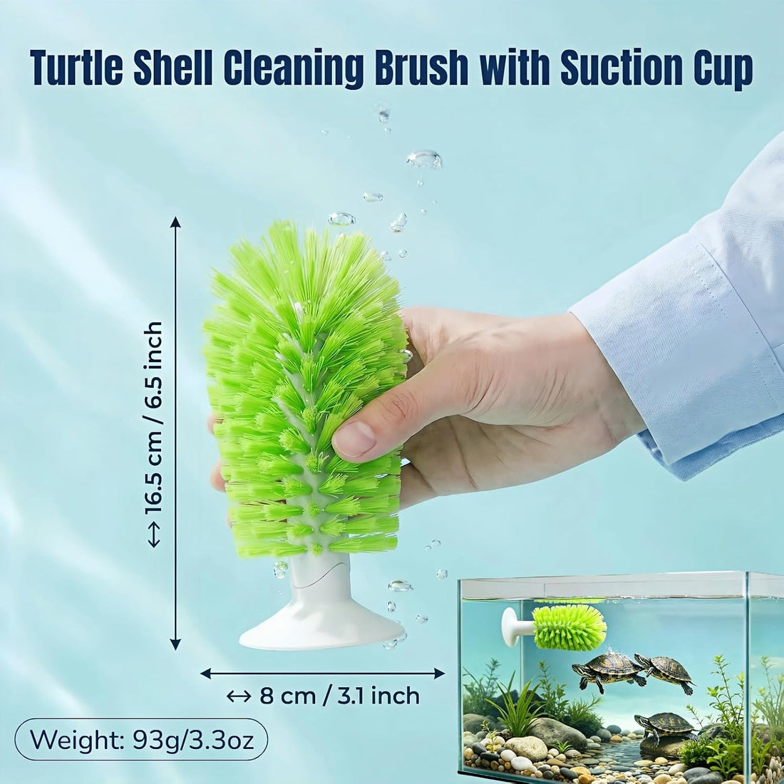 Turtle Shell Cleaning Brush with Suction Cup, 360° PP Bristles
