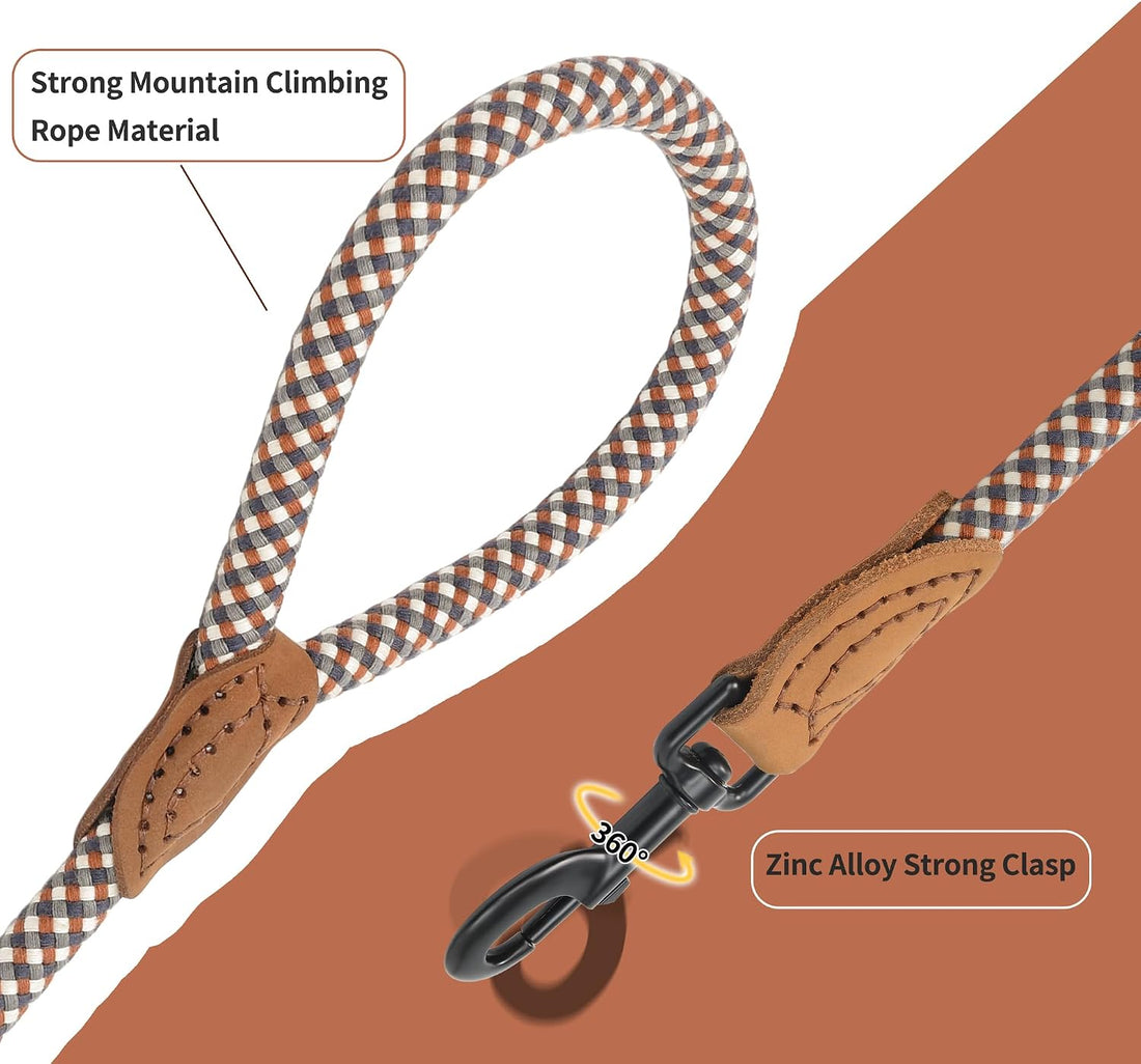 Mile High Life Rope Leash with Genuine Leather Connection