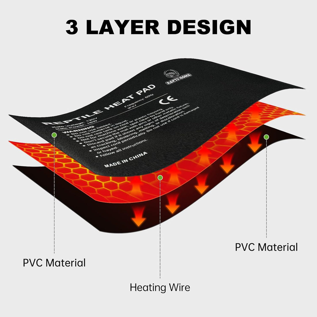 Reptile Heat Pad 8" X 18" 24W, Under Tank Heat Mat for Reptiles