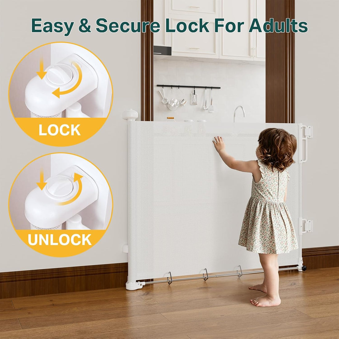 Cumbor 37-55" Retractable Baby Gates for Stairs & Doorways