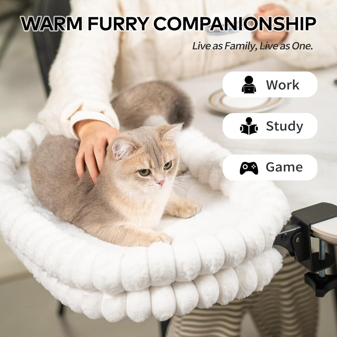 CHEERPALS Cloud Cat Bed Desk Mounted Hammock for Indoor Cats Perch