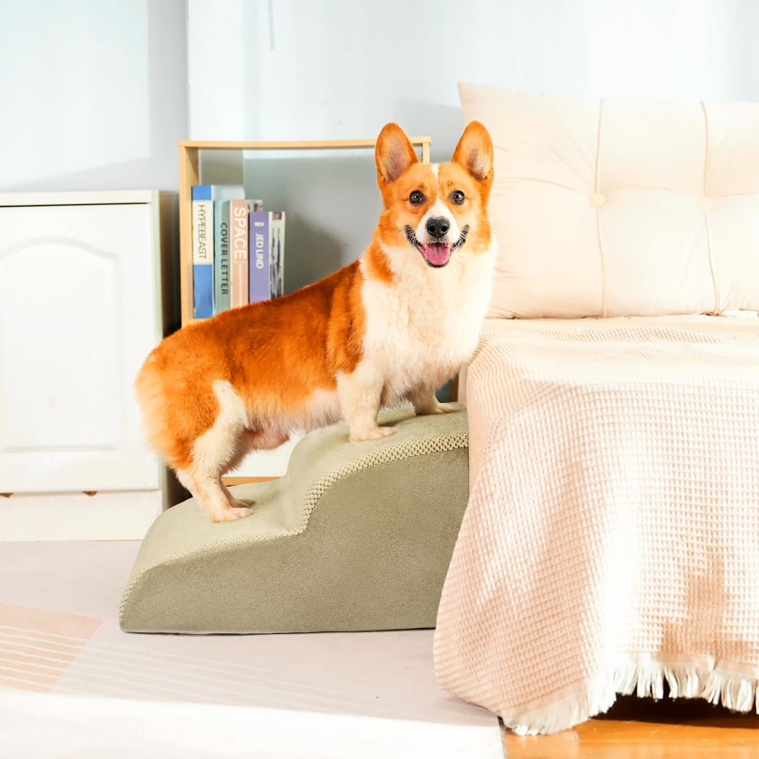 Dog Stairs for Small Dogs, 3 Tiers High Density Foam Dog Ramp