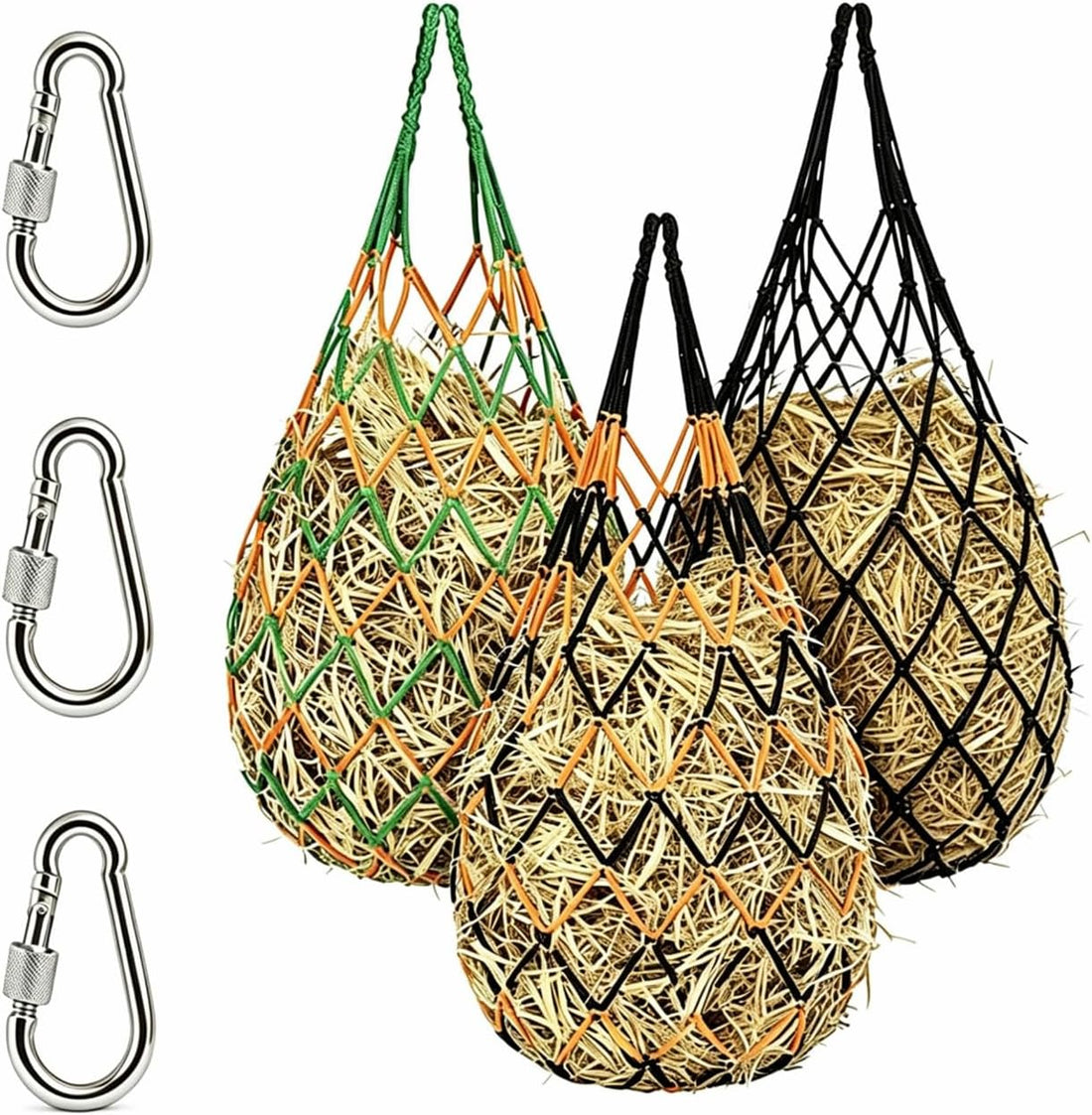 3 PCS Hay Bags for Horses with Carabiners