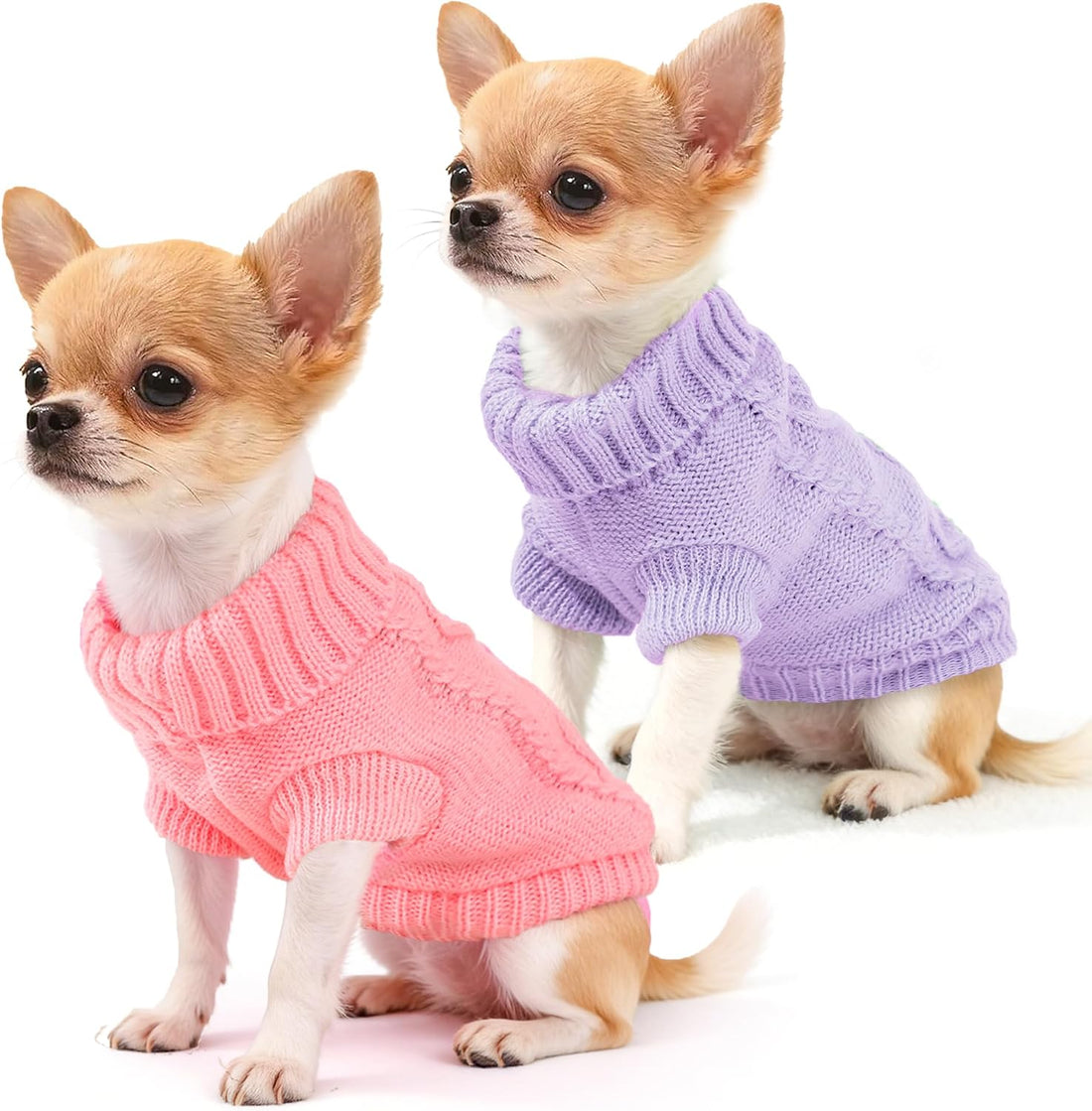 2 Pieces Puppy Sweater Dog Sweater for Small Dogs Winter Warm Dog