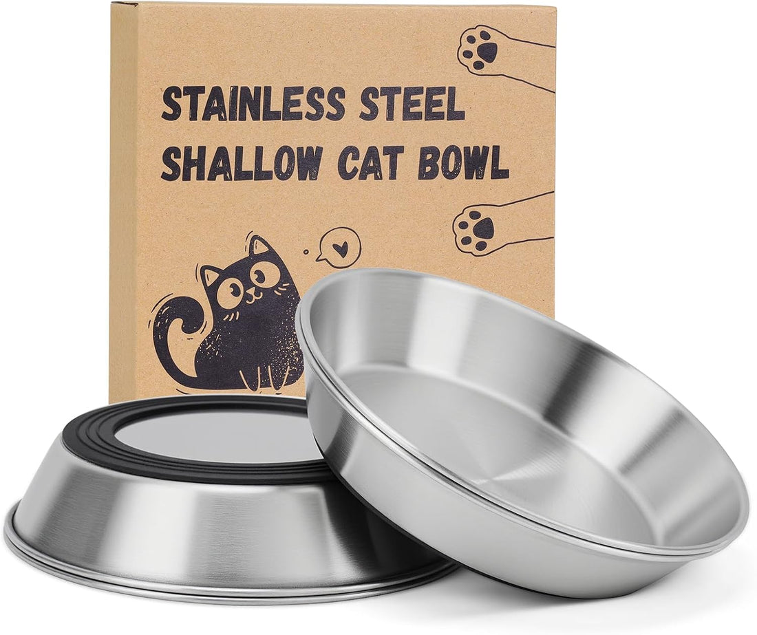 4-Pack 304 Stainless Steel Cat Food Bowls, Non-Slip Basic Dishes