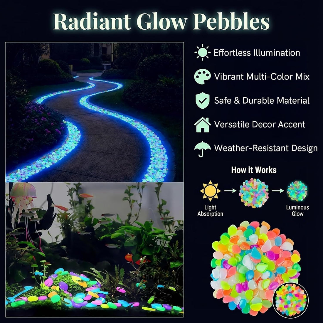 Sukh 200 PCS Luminous Stones Rocks