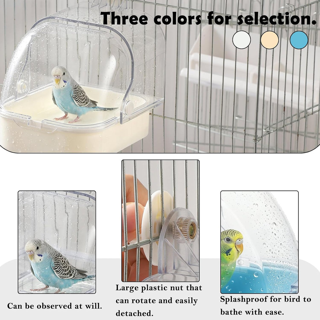 Bird Bath for Cage Hanging Bird Bathtub with Detachable Drawer