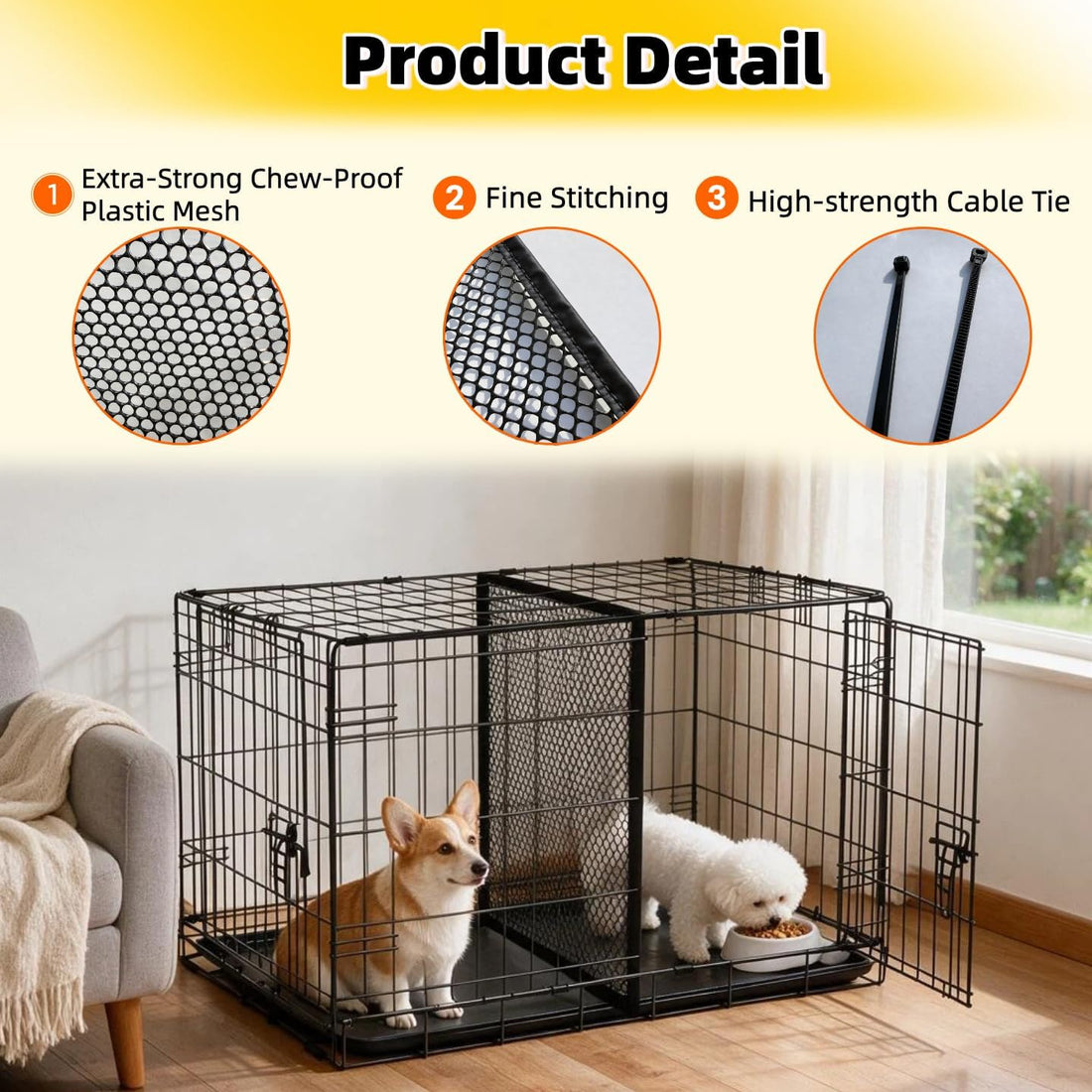Thick Adjustable Dog Crate Divider for 36" Crate, 24"x22.5"