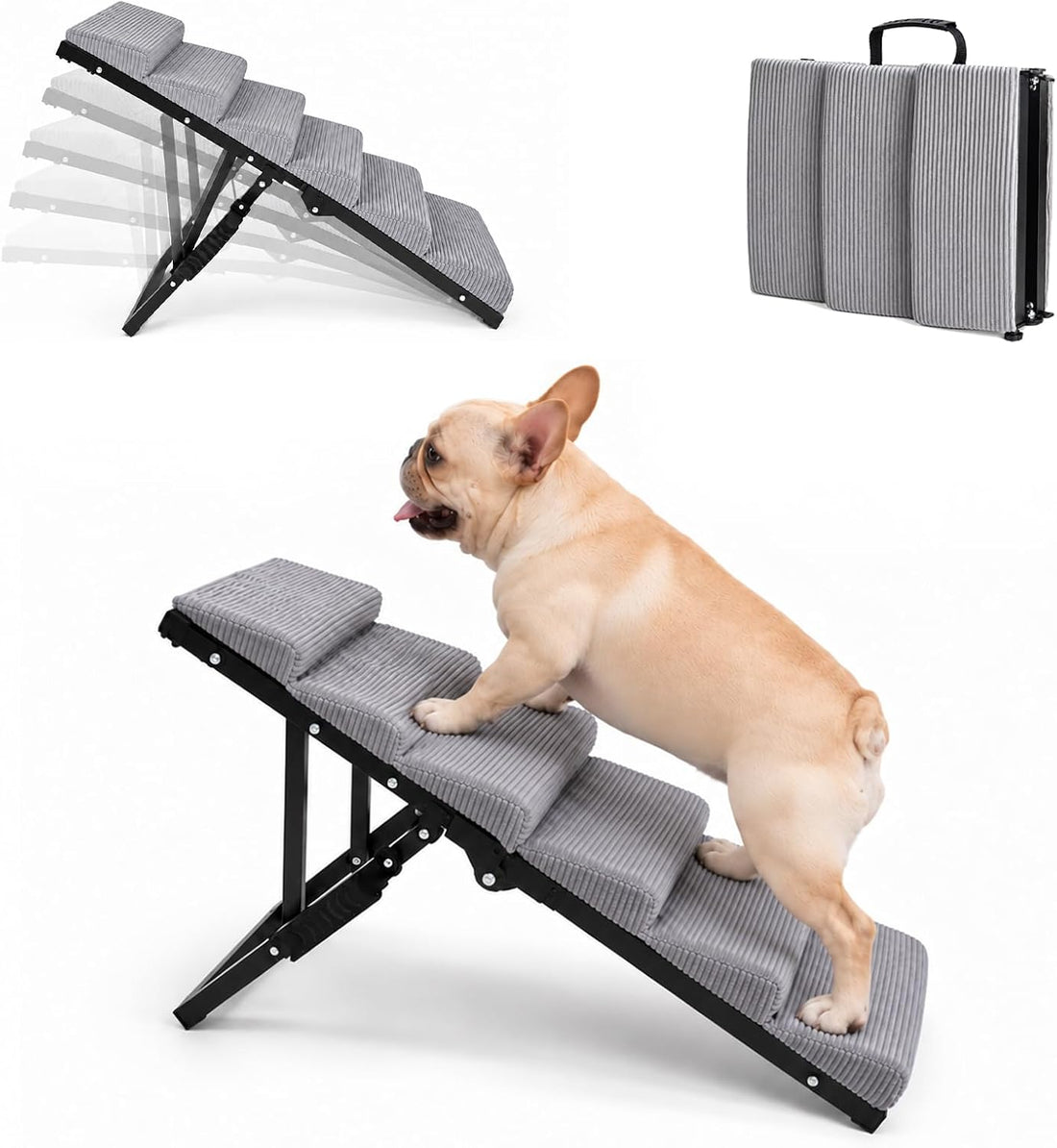Dog Ramp for Bed, Foldable Dog Ramp, 5 Adjustable Heights, 13"-19"