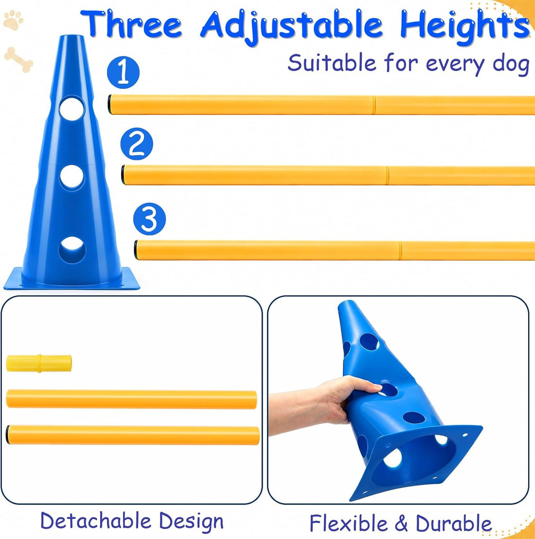 Dog Agility Course Backyard Set, 12 Cones & 6 Poles