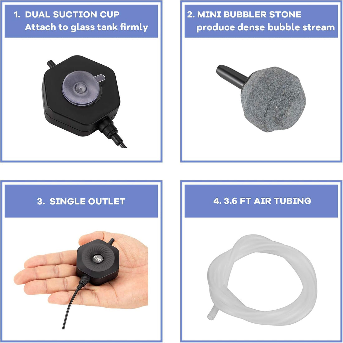 hygger Quiet Mini Small Aquarium Air Pump Betta Fish Tank Bubbler