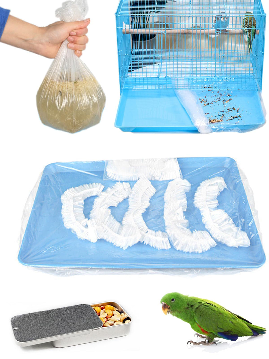 Niwaes Disposable Bird Cage Liners Clear Plastic Parakeet Cage Liner