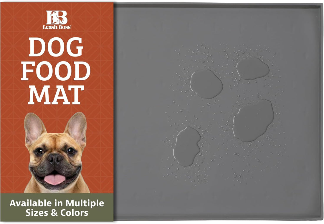 Leash Boss Rectangular Silicone Pet Feeding Mat, Raised Edge, 18 x 11