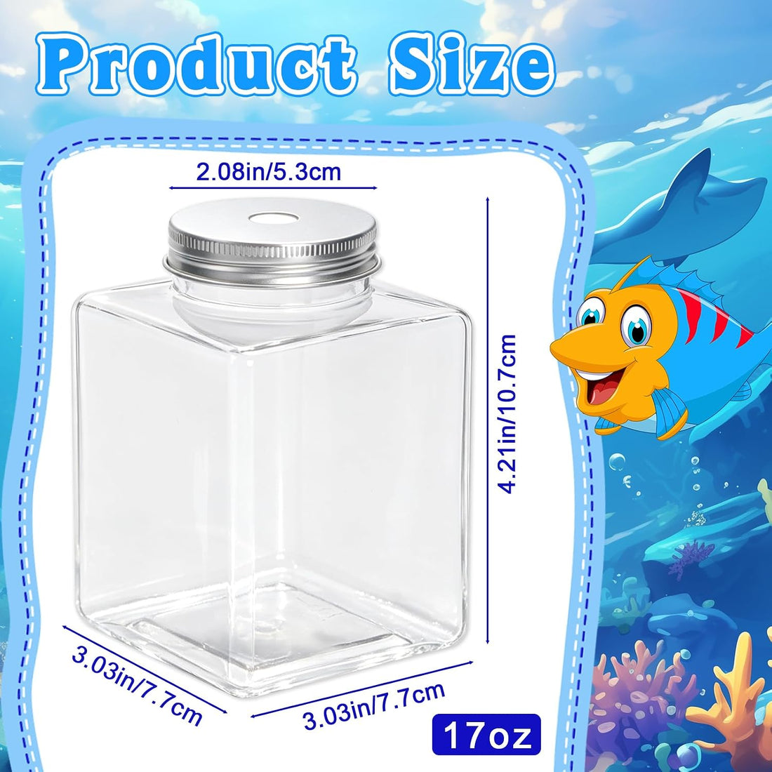 10 Pack Plastic Fish Bowls with Lids, 17oz Small Clear Fish Tank