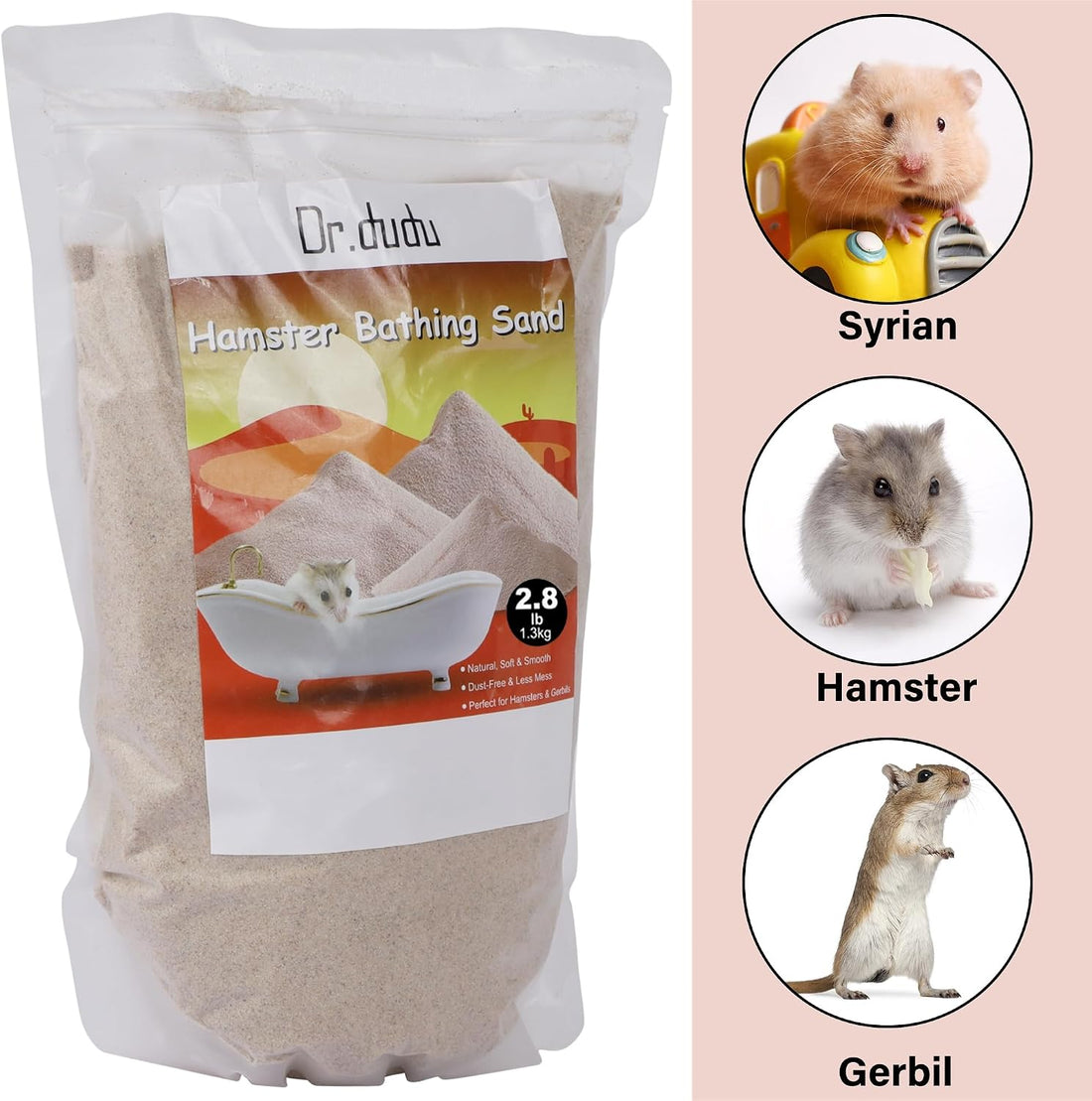 DR.DUDU 2.8lb Hamster Sand for Sand Bath, Hamster Cage Accessories