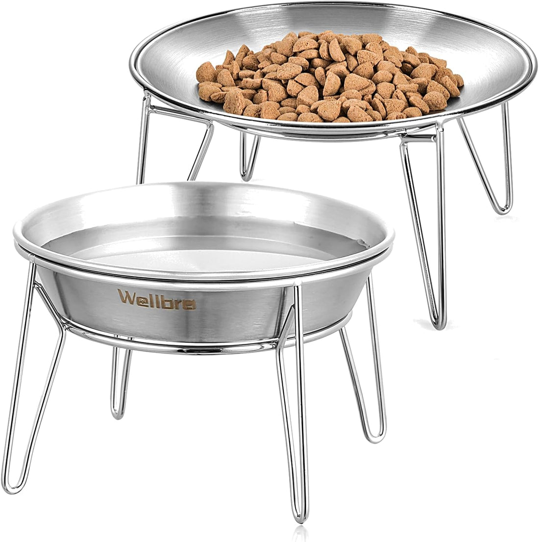 Elevated Cat Bowls, Wide Stainless Steel Cat Food Bowls with Metal