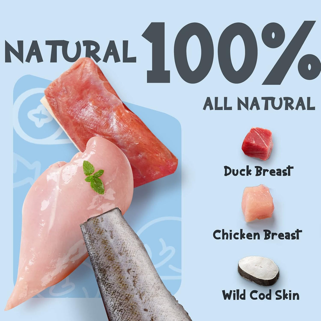 ASMPET Dog Cod Skin Treats, Chicken & Duck Wrapped Cod Skin Sticks