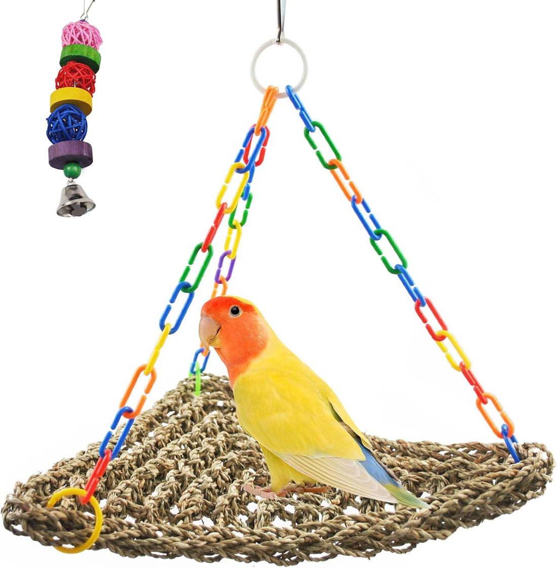 Bird Seagrass Mat Conure Hammock,Parrot Swing Toys Small Triangle