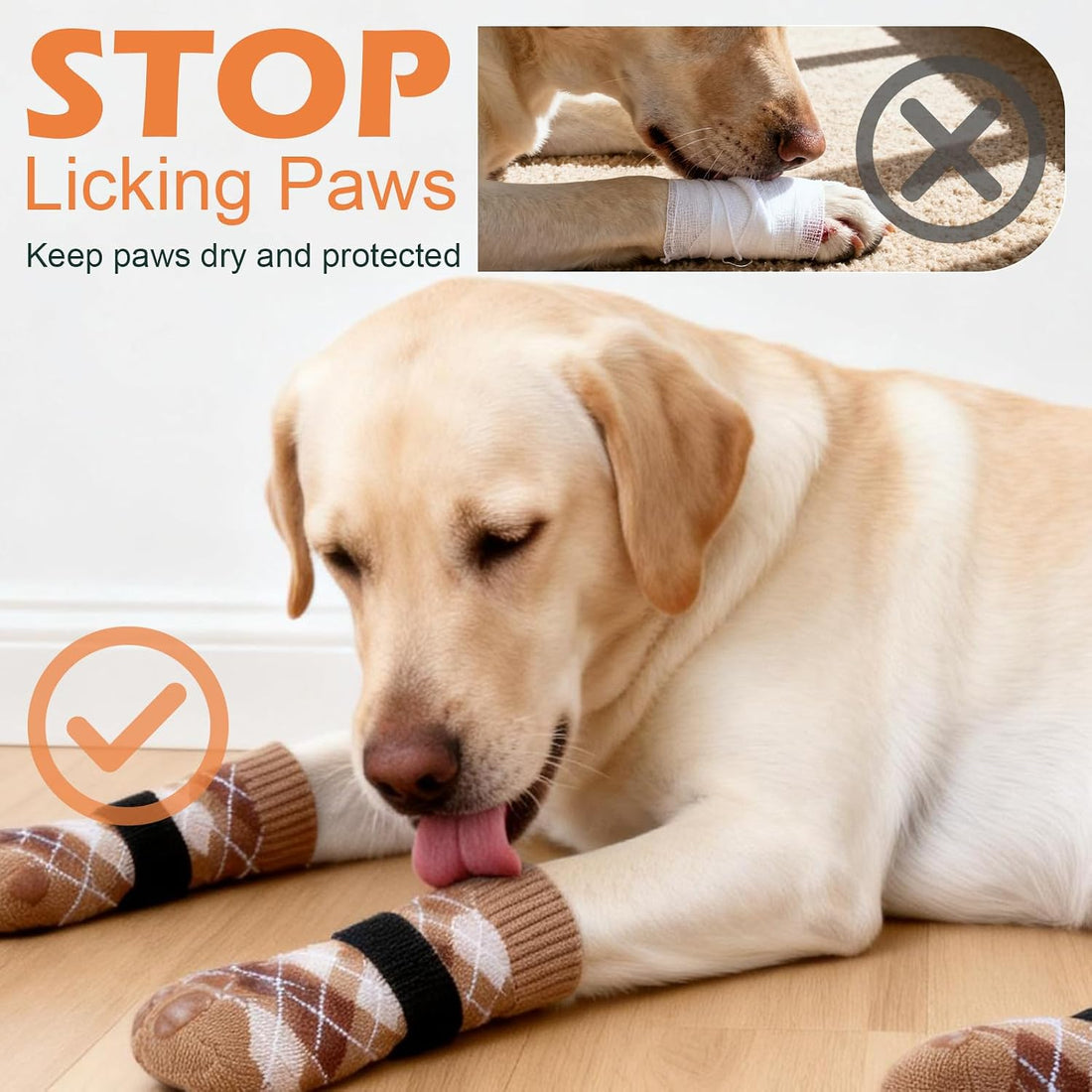 EXPAWLORER Dog Socks to Prevent Licking Paws,Anti Slip Dog Shoes