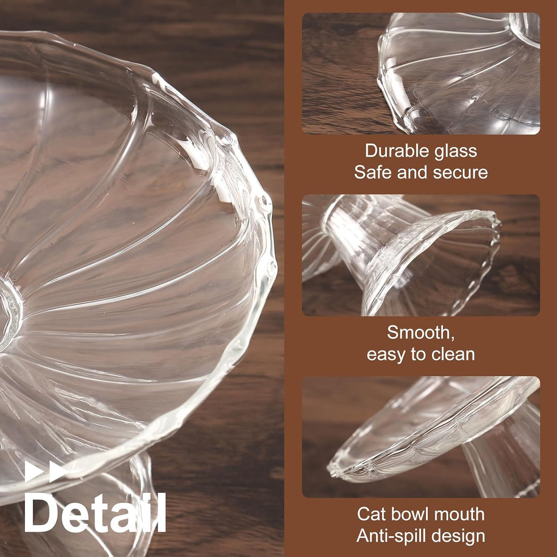 Elevated Cat Bowls Whisker Friendly. Raised Glass Whisker Fatigue Cat