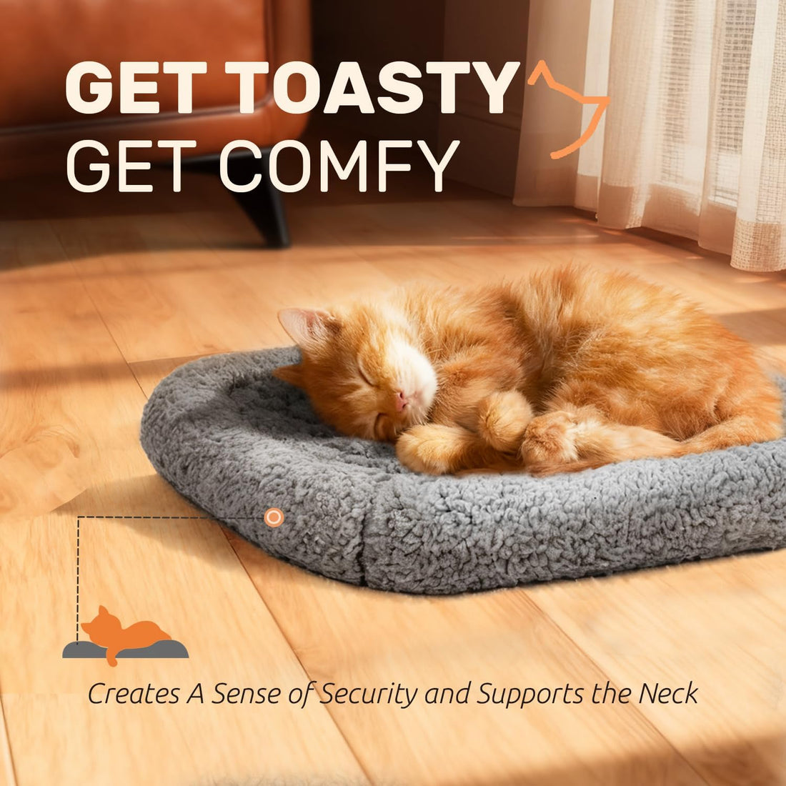 Mora Pets Self Warming Cat Bed Self Heating Pet Pad with Bolster