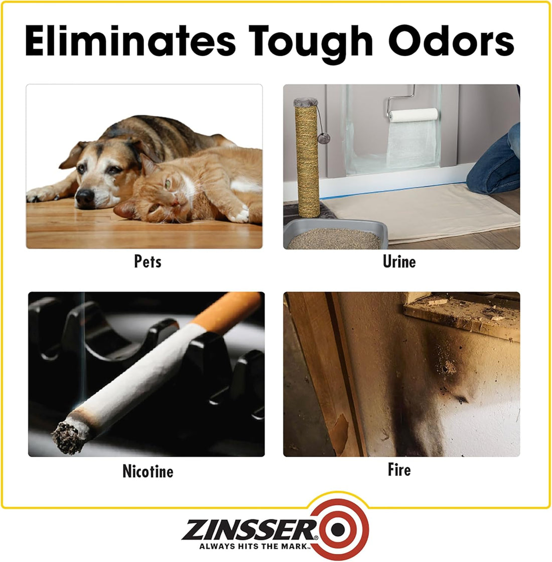 Rust-Oleum Zinsser 307648 Odor Killing Primer, White, Quart