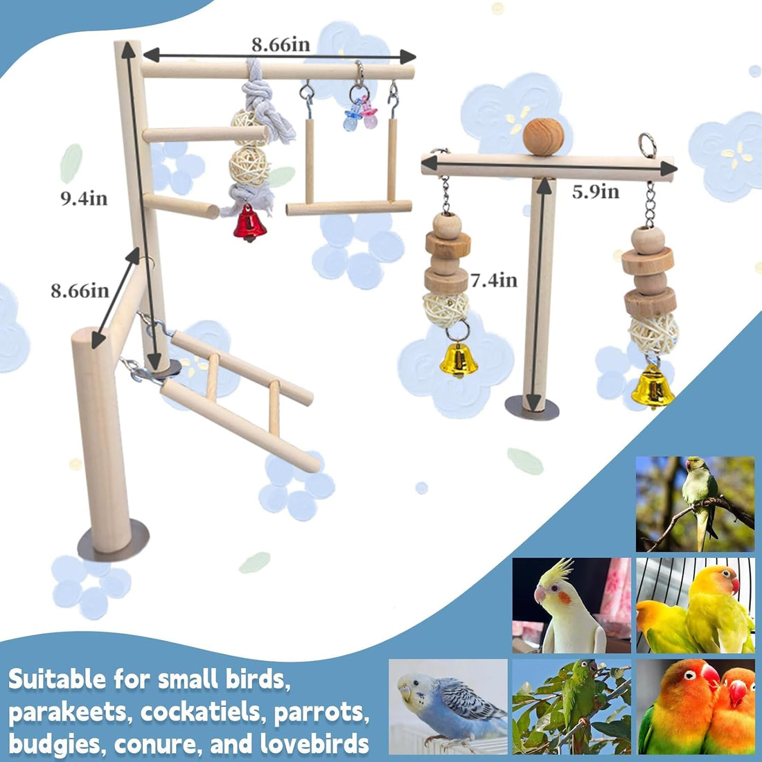 PINVNBY Bird Playground Parrot Play Gym Parakeet Cage Play Stand