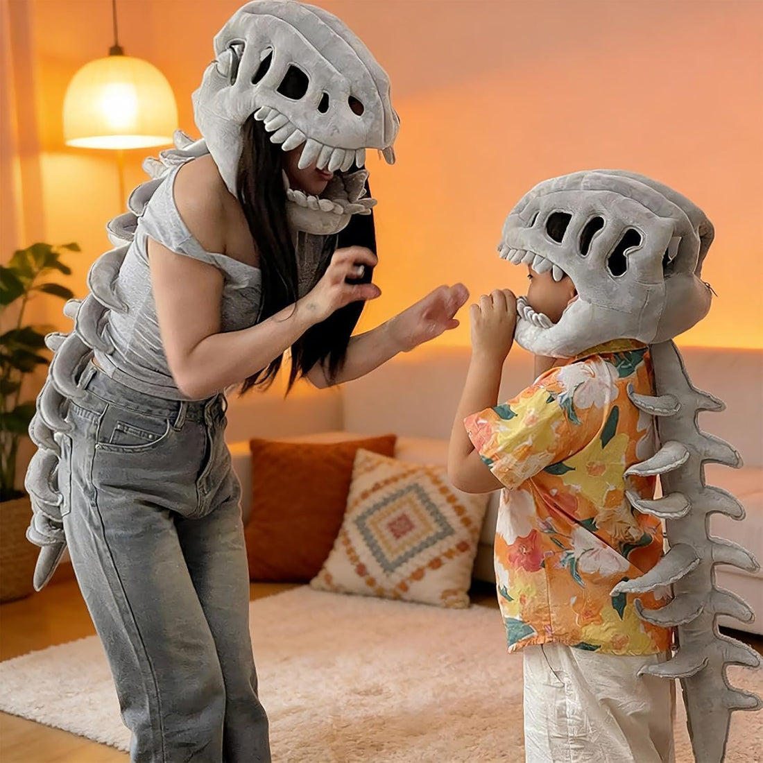 32 IN Dinosaur Skeleton Costume for Kids, Wearable Dinosaurs Skeleton