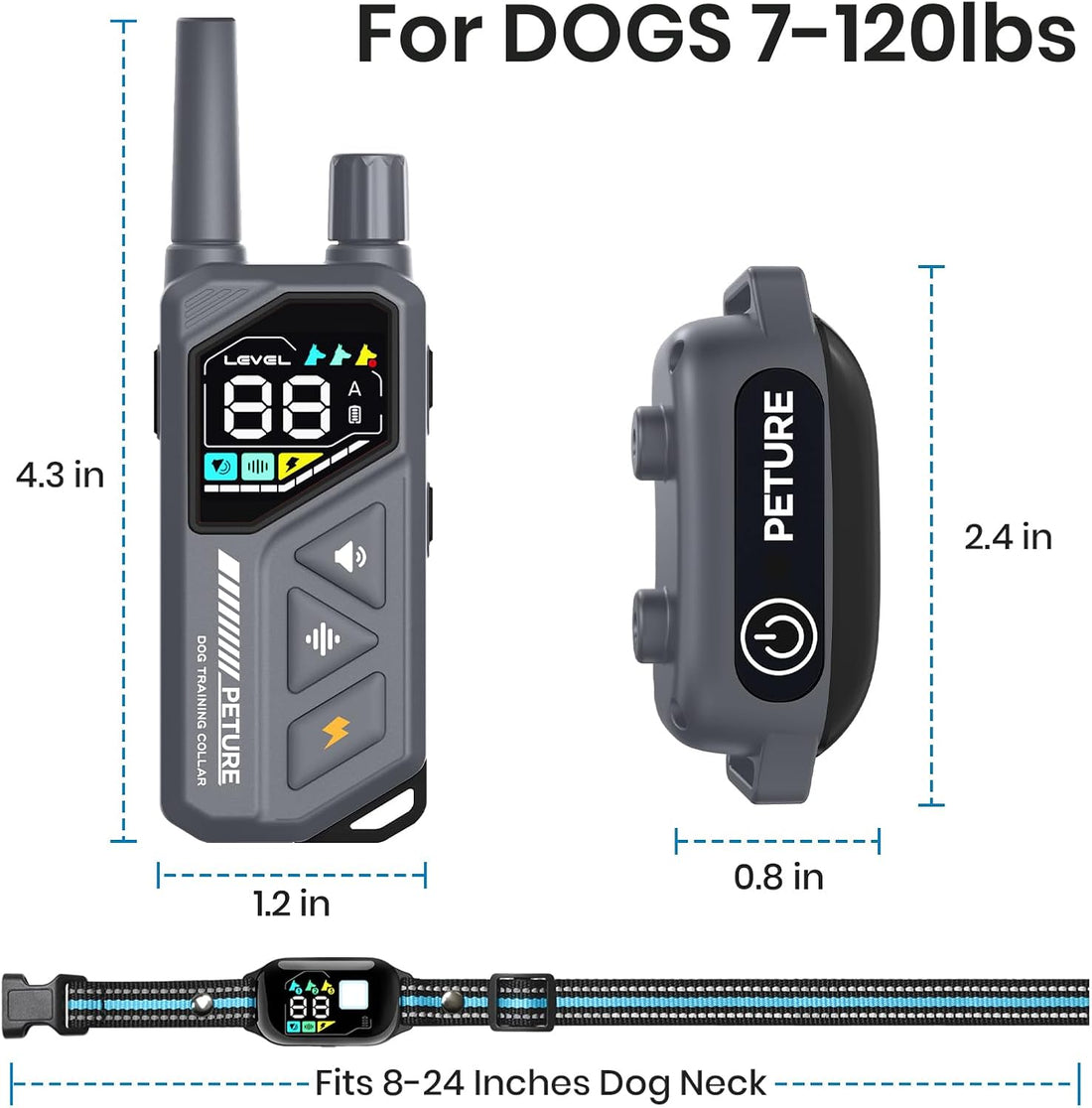 2 in 1 Shock Collar for Dogs 7-120lbs