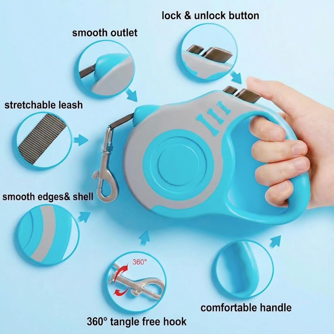 Retractable Dog Leash Lightweight 10/16FT Leash with Non-Slip Handle