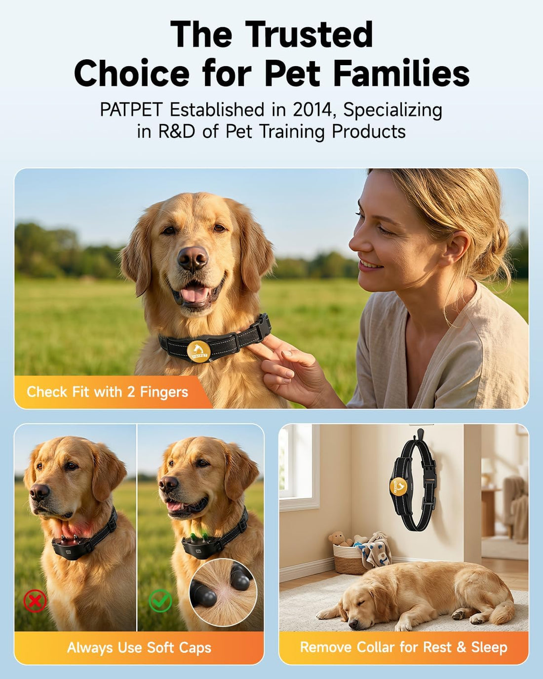 PATPET Dog Shock Collar - Rechargeable Dog Training Collar