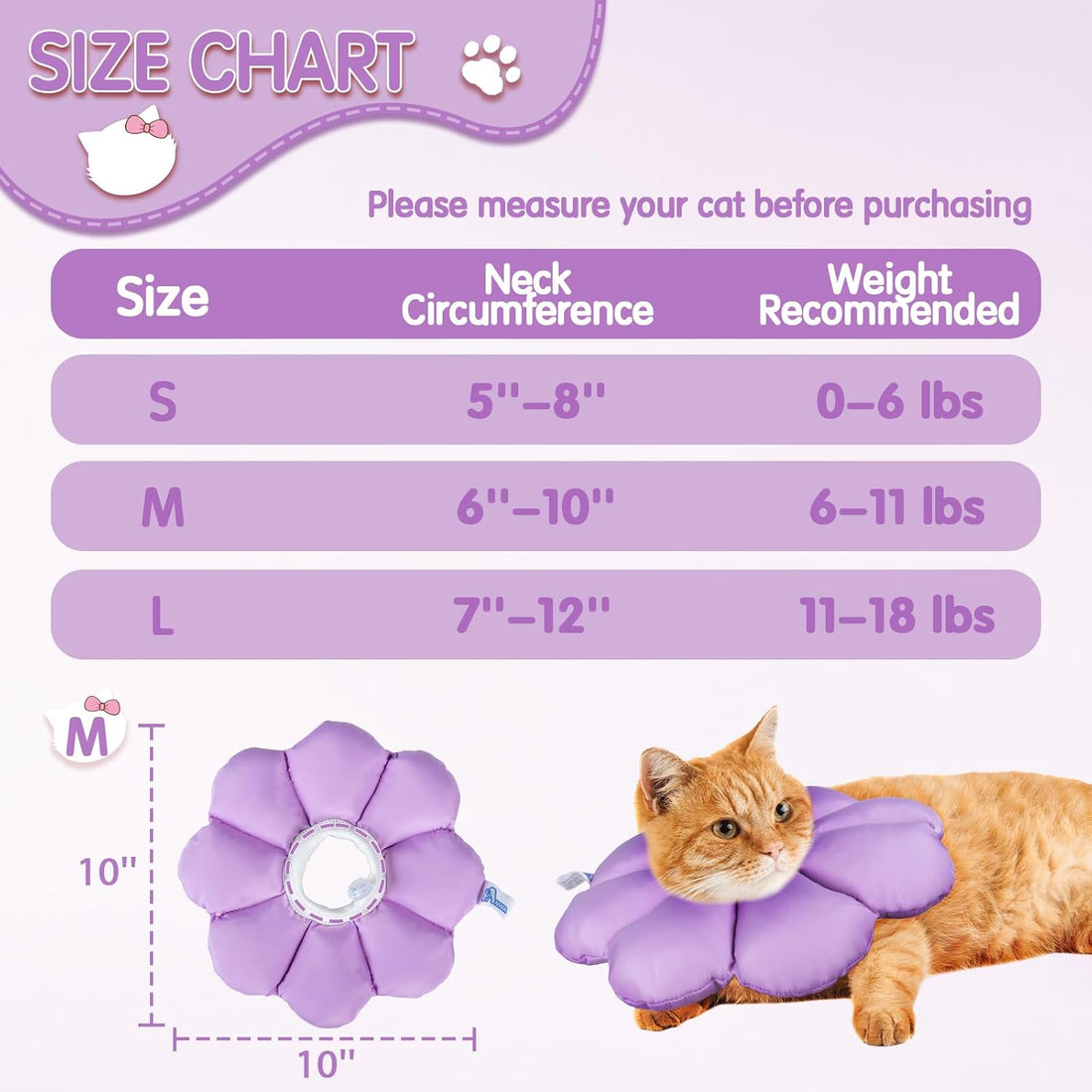 ANWA Cat Cone Collar Soft, Waterproof Cat Recovery Collar