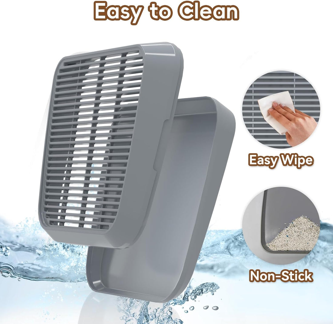 Elevated Litter Box Ramp/Steps for Kittens & Old Cats,Washable Litter