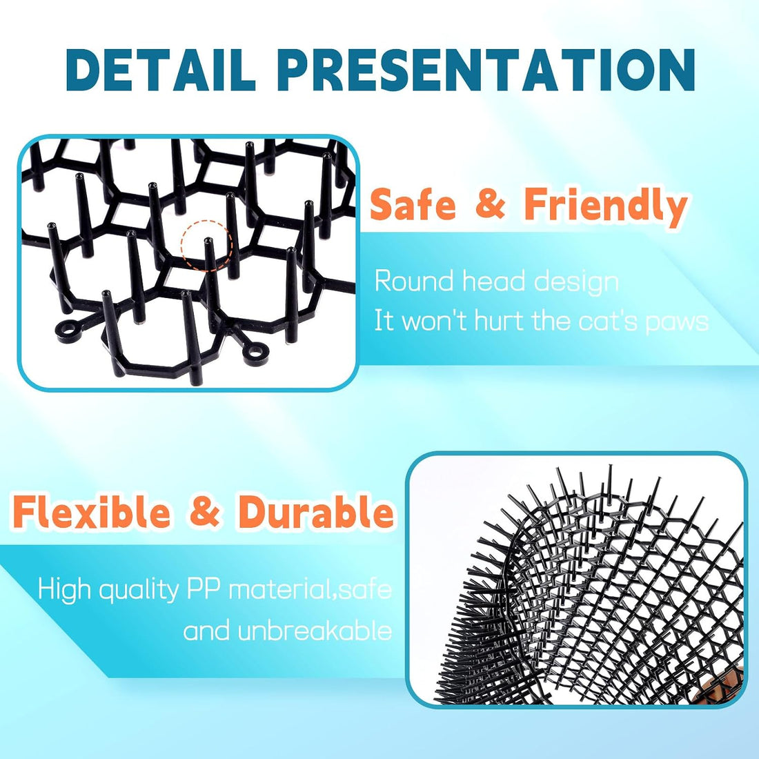 Hmyomina 16 x 13 Inch Cat Scat Mat with Spikes Outdoor/Indoor