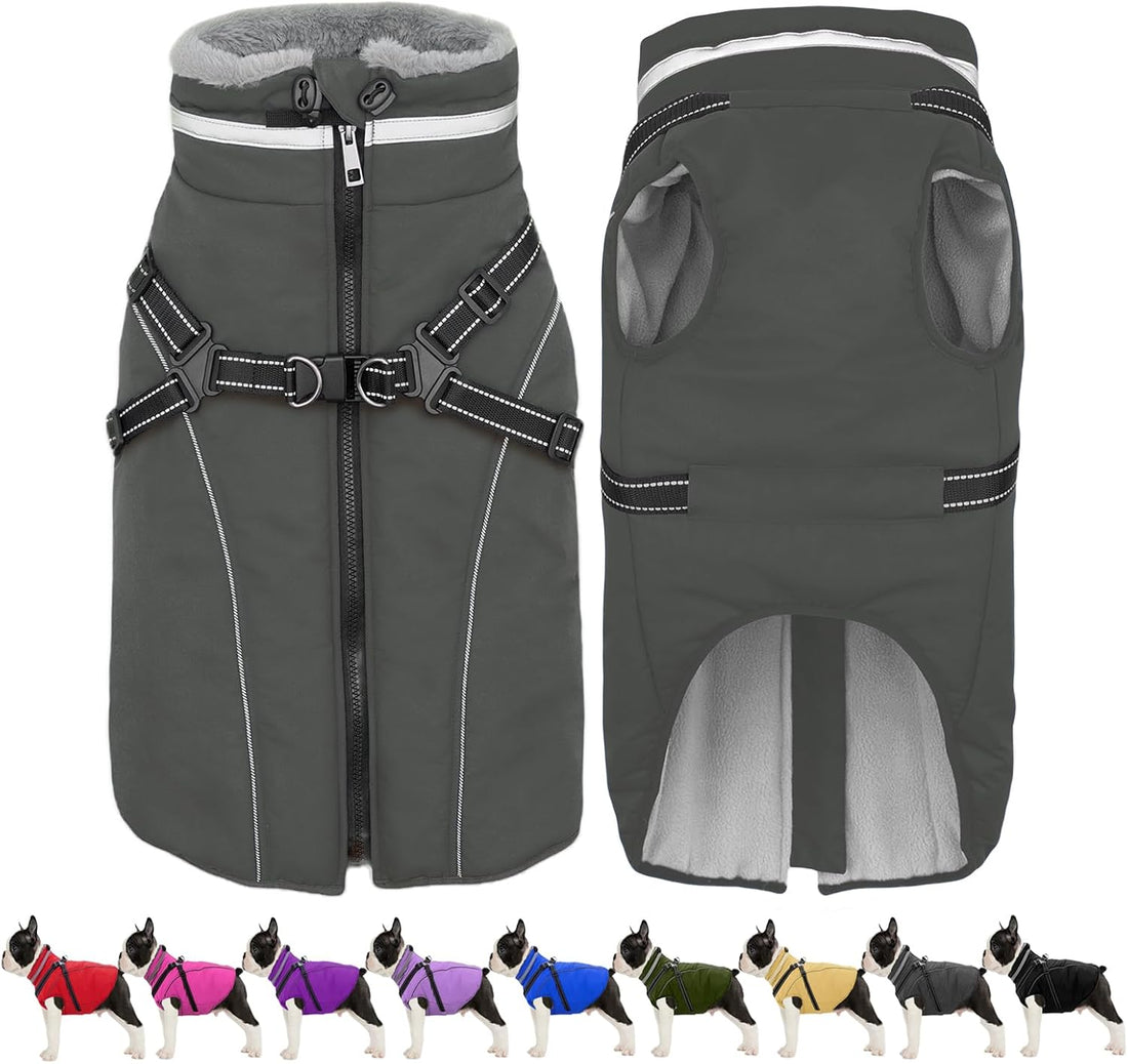 Fragralley Dog Coat with Harness Built in, Waterproof Warm Jacket Vest