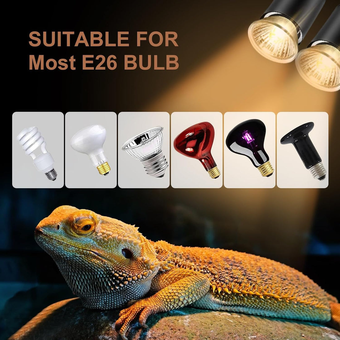 50W Uva Light Bulbs 2 Packs, Turtle Heat Lamp for Reptile