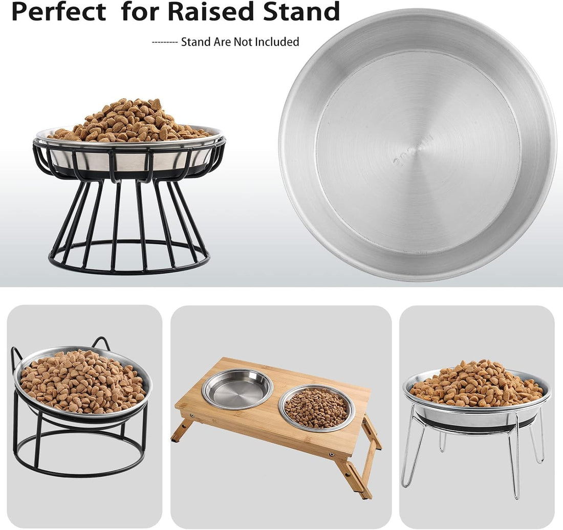 WROSWT Stainless Steel Cat Bowls,Whisker Friendly Shallow Cat Dishes