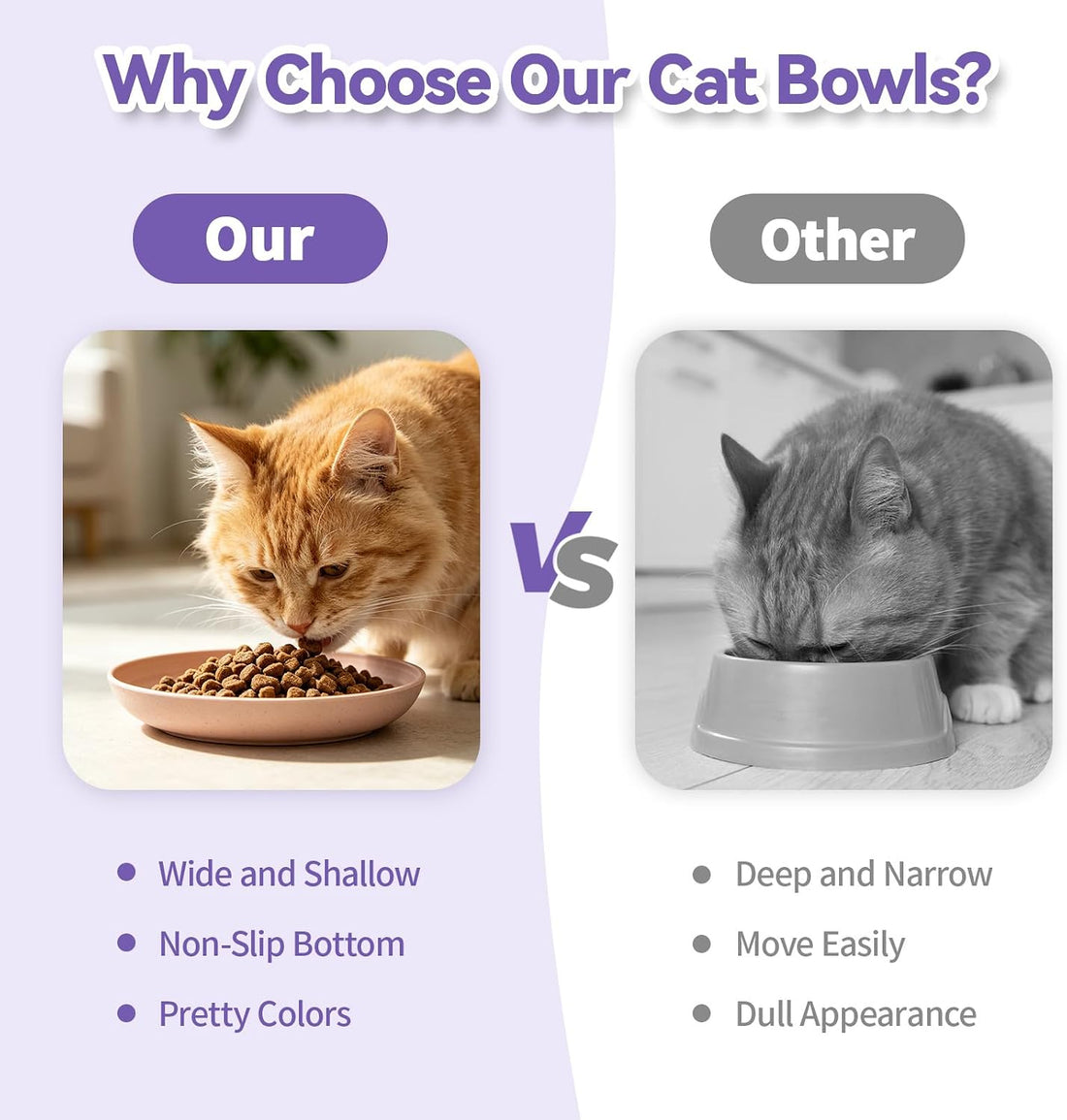 [8 Pack] Wheat Straw Cat Dishes, Whisker Friendly Cat Food Bowls